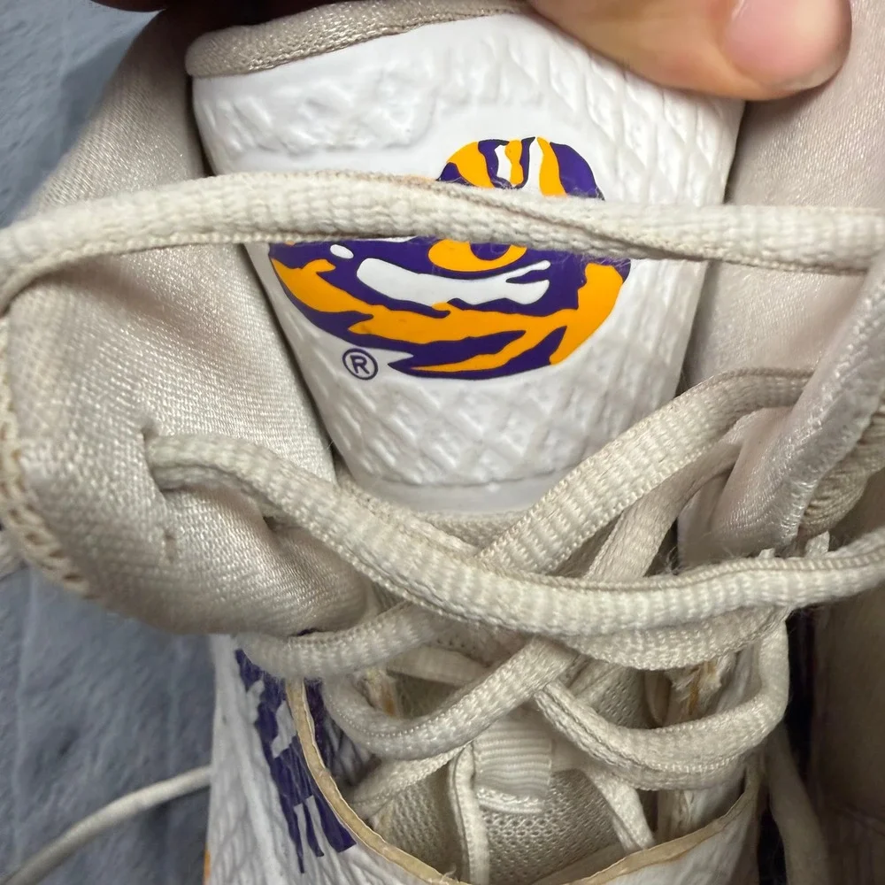 Nike Lunarbeast Pro TD Mens 14.5 White LSU Tigers Football Cleats Promo Sample